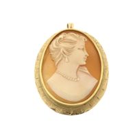 Vintage gold pendant/brooch with cameo