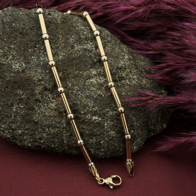 Image 2 of Two-tone gold bar link bracelet | 19 cm