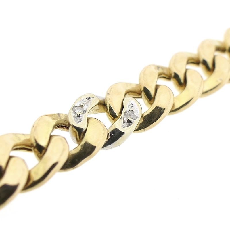 Image 6 of Two-tone gold gourmet link necklace with diamond; 0.03 ct.