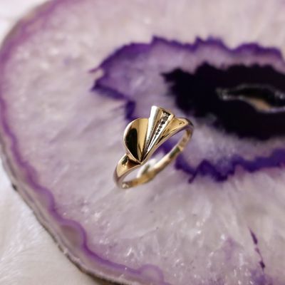 Image 2 of Golden fantasy ring with diamond | 0.01 ct.