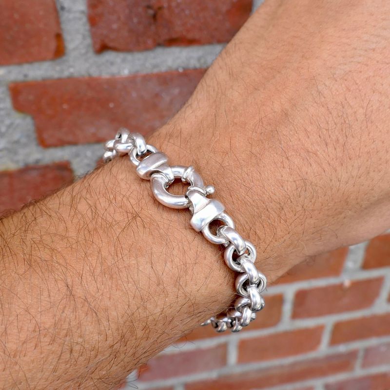 Afbeelding 10 van Zilveren jasseronschakel armband | 21 cm 