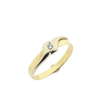 Image 1 of Two-tone gold solitaire ring with diamond | 0.02 ct.