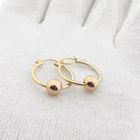 Image 10 of Tricolor gold earrings with a ball; Ø 16.5 mm