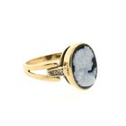 Image 3 of Gold signet ring with blue cameo and diamond | 0.04 ct.