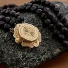 Image 2 of Antique garnet bead necklace with gold decorative clasp.