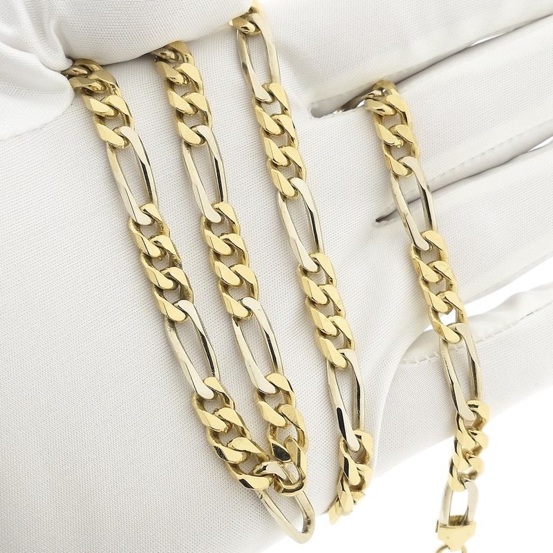 Image 8 of Two-tone solid gold Figaro link chain