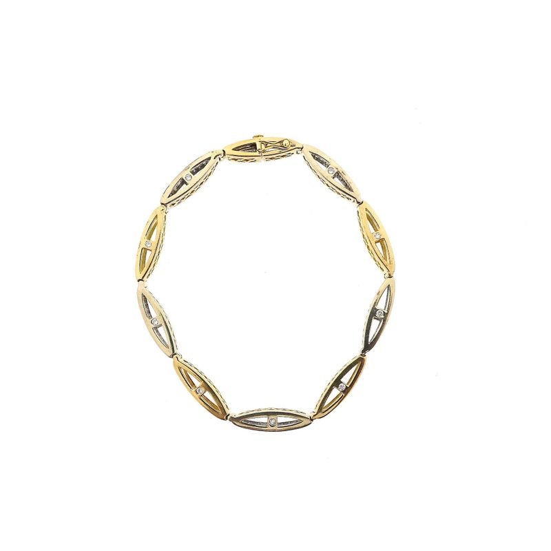 Image 3 of 18K Bicolor Gold Link Bracelet with Diamonds; 1.055 ct.