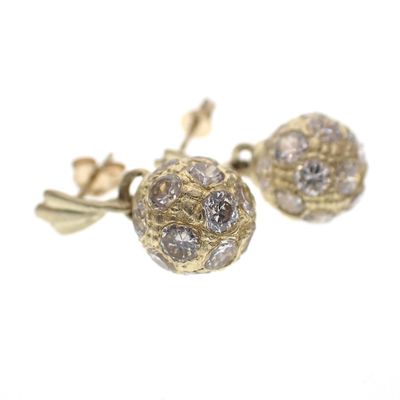 Yellow gold stud earrings in the shape of balls with zirconia Image 1 of Yellow gold stud earrings in the shape of balls with zirconia