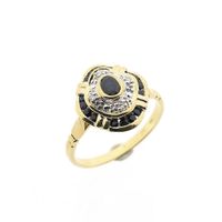 Gold Ring with Sapphire & Diamond; 0.02 ct; 14K; Size 17.5
