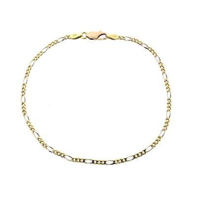 Image 2 of Two-tone gold Figaro link bracelet