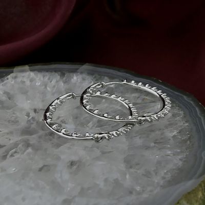 Image 2 of White gold earrings with zirconia; Ø 27.5 mm