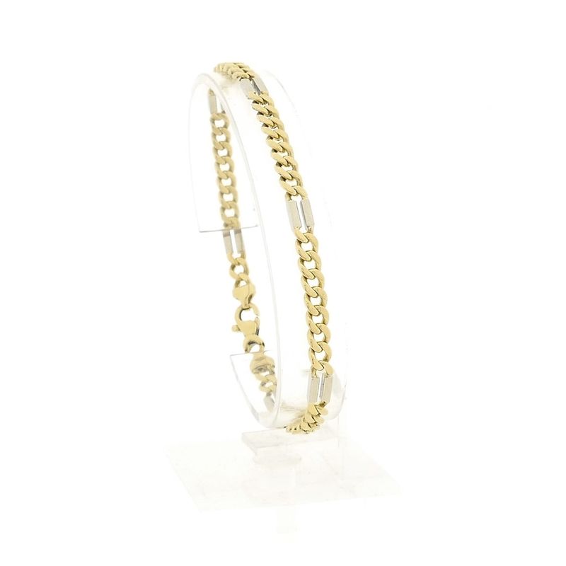 Image 1 of Two-tone gold Figaro link bracelet | 20.5 cm