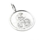 Image 2 of Silver pendant of a man on a racing bike