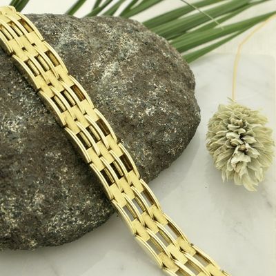 Gold tank link bracelet. Image 2 of Gold tank link bracelet.