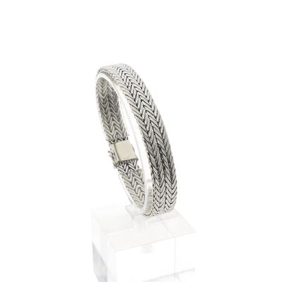 Image 1 of White gold herringbone link bracelet