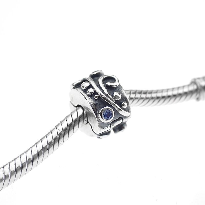 Image 2 of Pandora clip charm; Silver; Blue Fantasy