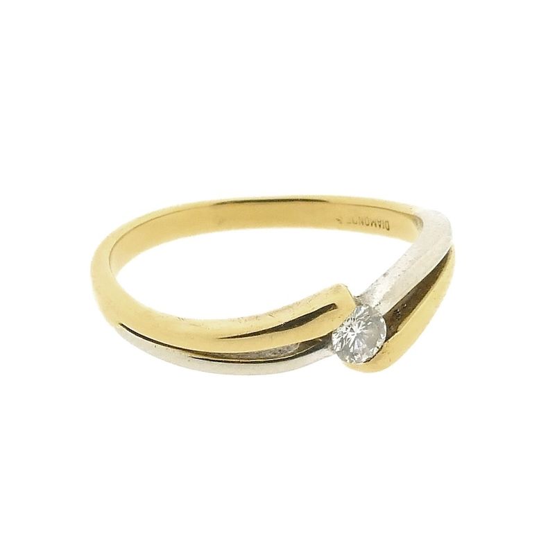 Image 5 of Two-tone gold solitaire ring with 0.08 ct. diamond | Diamonde