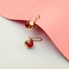Image 2 of Gold stud earrings with garnet