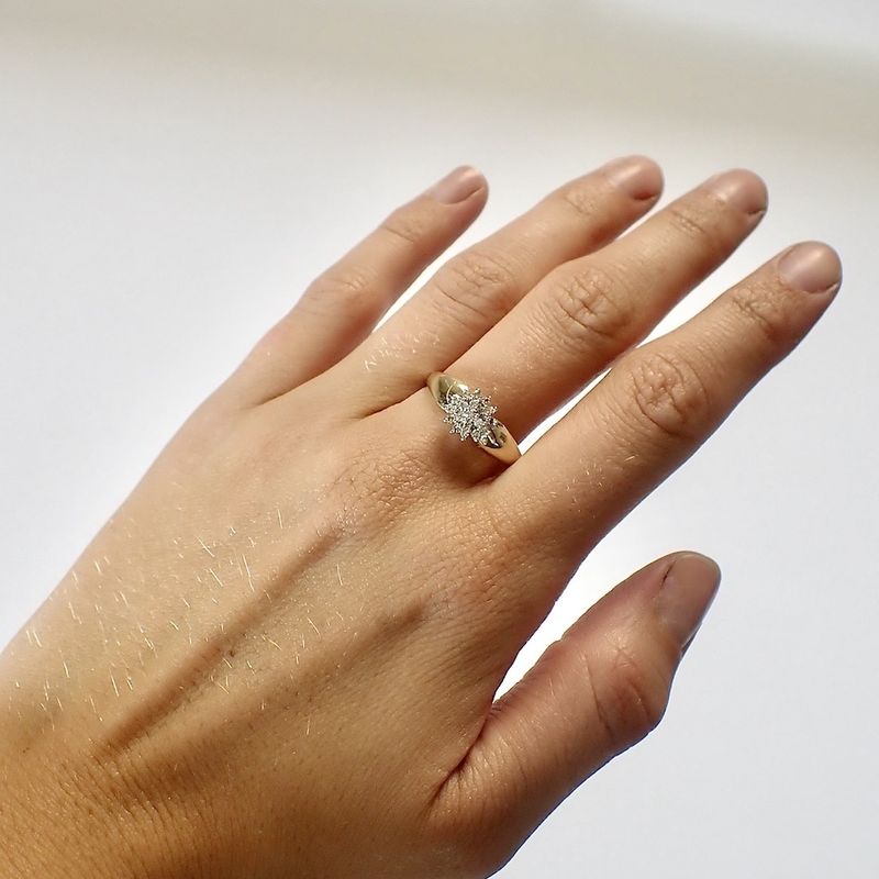 Image 10 of Gold entourage ring with diamonds | 0.19 ct.