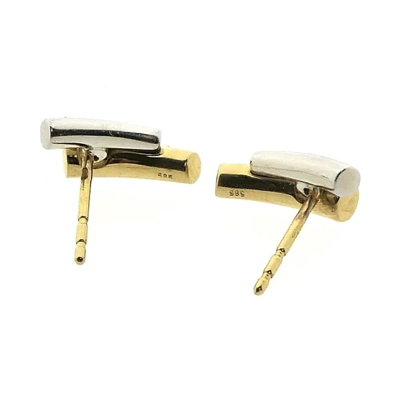 Image 9 of Bicolor gold stud earrings with diamond; 0.12 ct. | Le Chic
