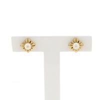Gold stud earrings with pearl