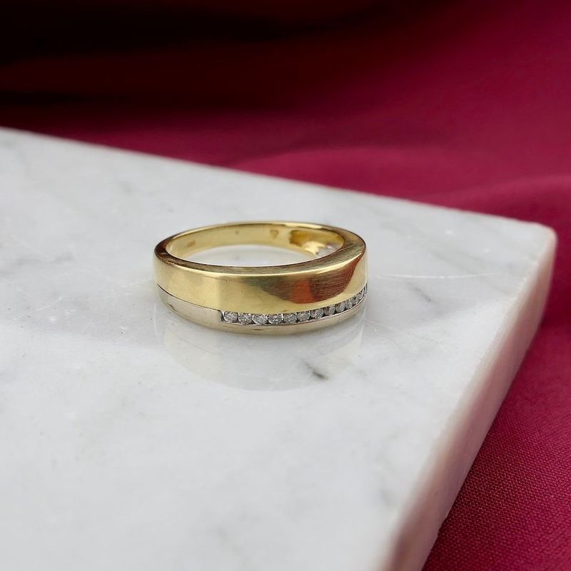 Image 2 of Two-tone gold ring with diamonds; 0.13 ct.