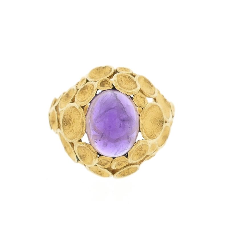 Image 3 of Gold cocktail ring with amethyst