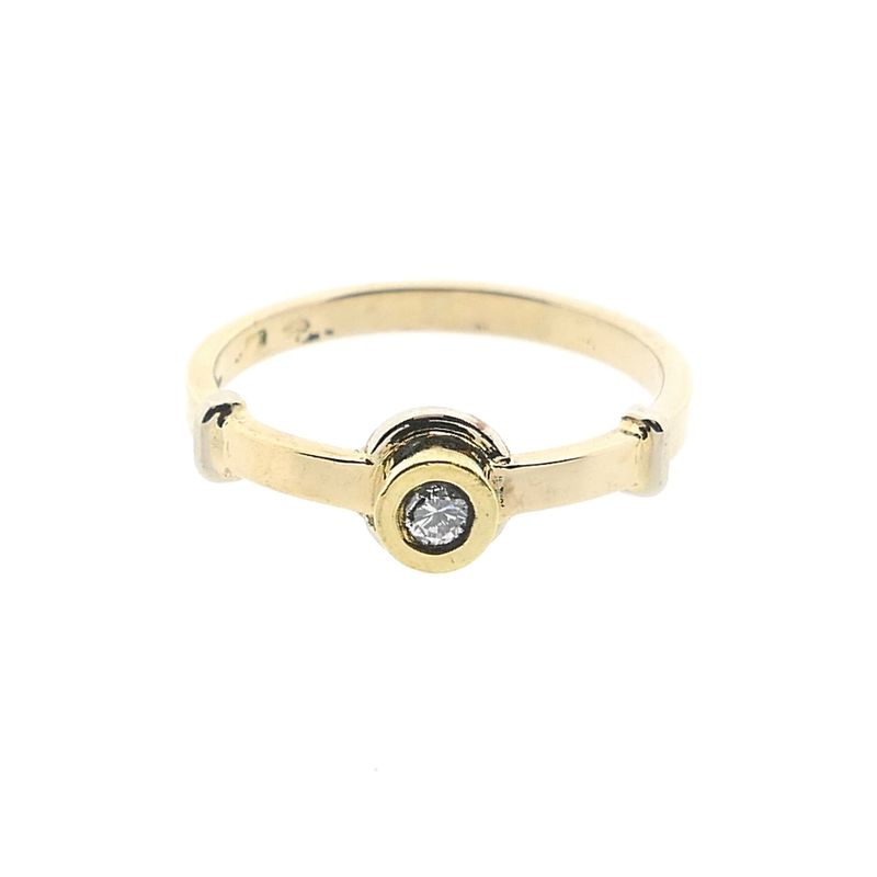 Image 3 of Bicolor gold ring with diamond; 0.05 ct.