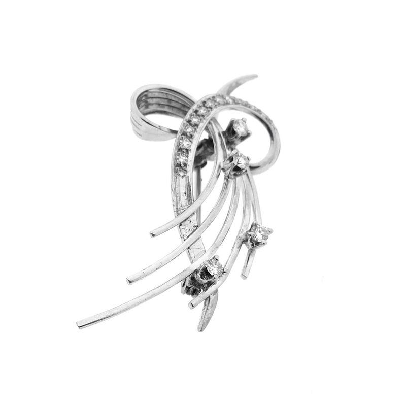 Image 4 of White gold fantasy brooch with diamond 0.33 ct.