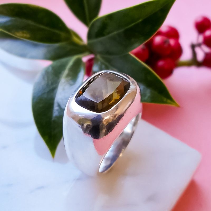Image 2 of Silver ring with smoky quartz