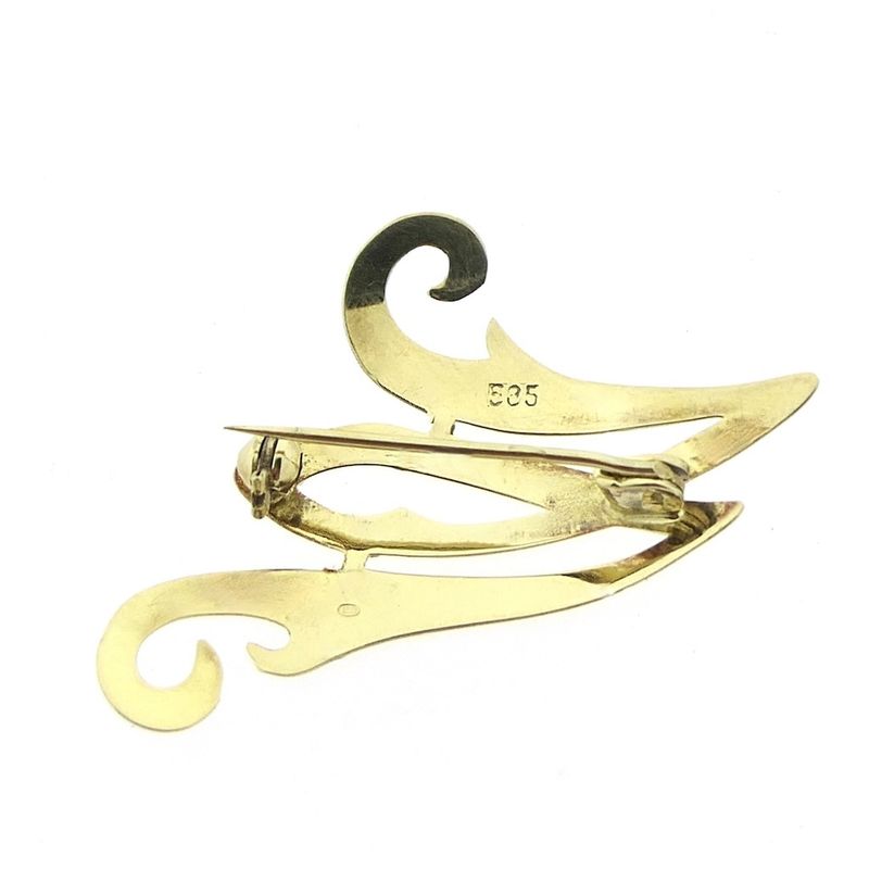 Image 3 of Gold letter brooch; letter W