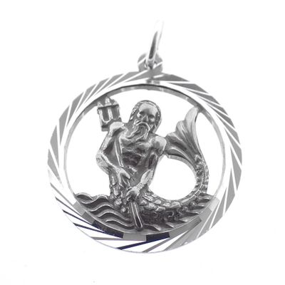 Image 1 of Silver zodiac sign pendant; Aquarius