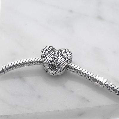 Image 2 of Pandora charm; Silver; Winged Heart