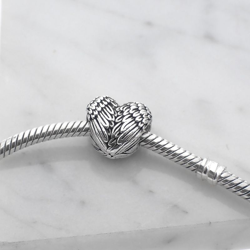 Image 2 of Pandora charm; Silver; Winged Heart