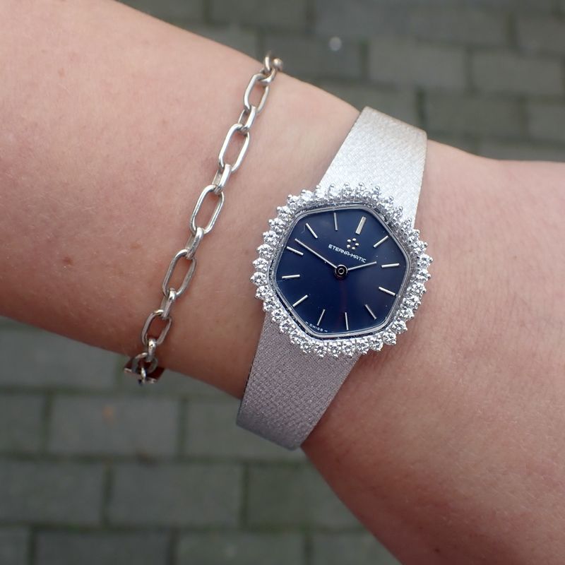 Image 15 of Eterna Matic Swiss; 18k gold women's watch with diamonds