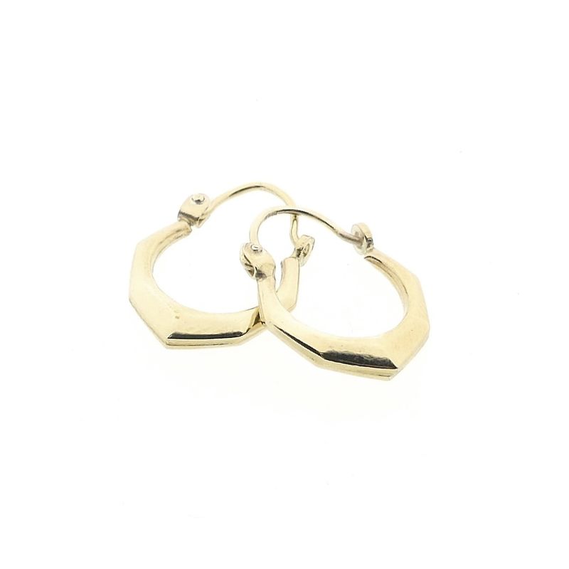 Image 11 of Gold faceted hoop earrings; Ø 12.3 mm