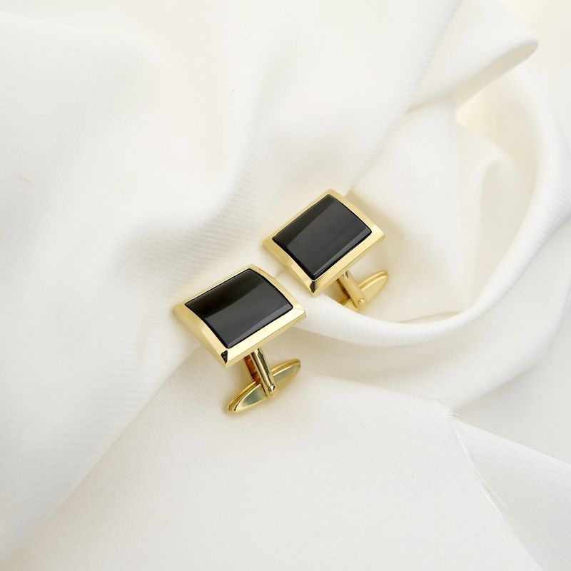 Image 4 of Gold cufflinks with onyx.