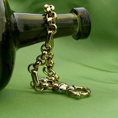 Image 2 of MGierre Bicolor Gold Figaro Chain Bracelet; 18 Karat; 21 cm