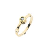 Bicolor gold ring with diamond; 0.05 ct.