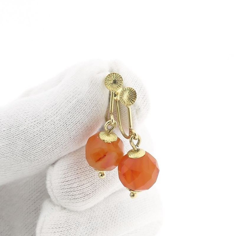 Image 12 of Vintage gold earrings with carnelian