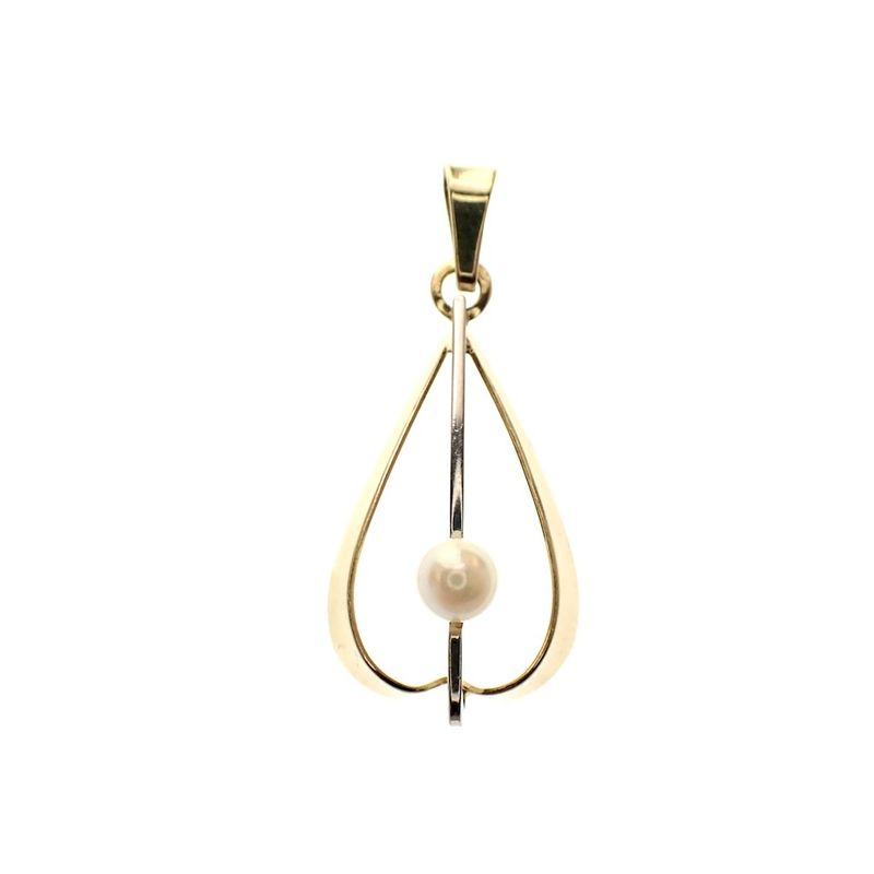 Image 1 of Two-tone gold pendant with pearl