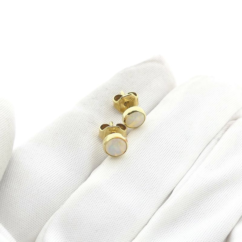 Image 7 of Gold earrings with precious opal