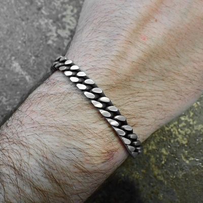Image 2 of Silver robust gourmet link men's bracelet