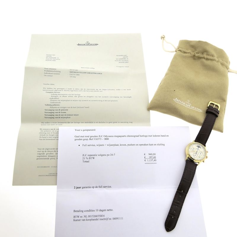 Image 14 of Jaeger-LeCoultre Odysseus 165.7.3; 18k gold chronograph watch with moon phase