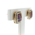 Image 4 of Gold stud earrings with colored sapphire and diamonds | 0.30 ct.