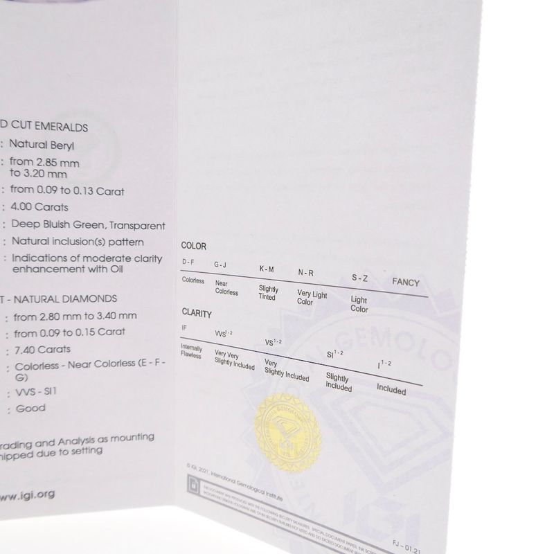 Image 39 of Exclusive white gold bracelet with emerald and diamond; 7.40 ct. + IGI Certificate