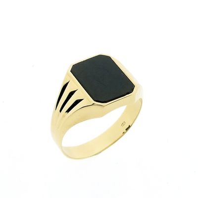 Image 1 of Gold signet ring with onyx
