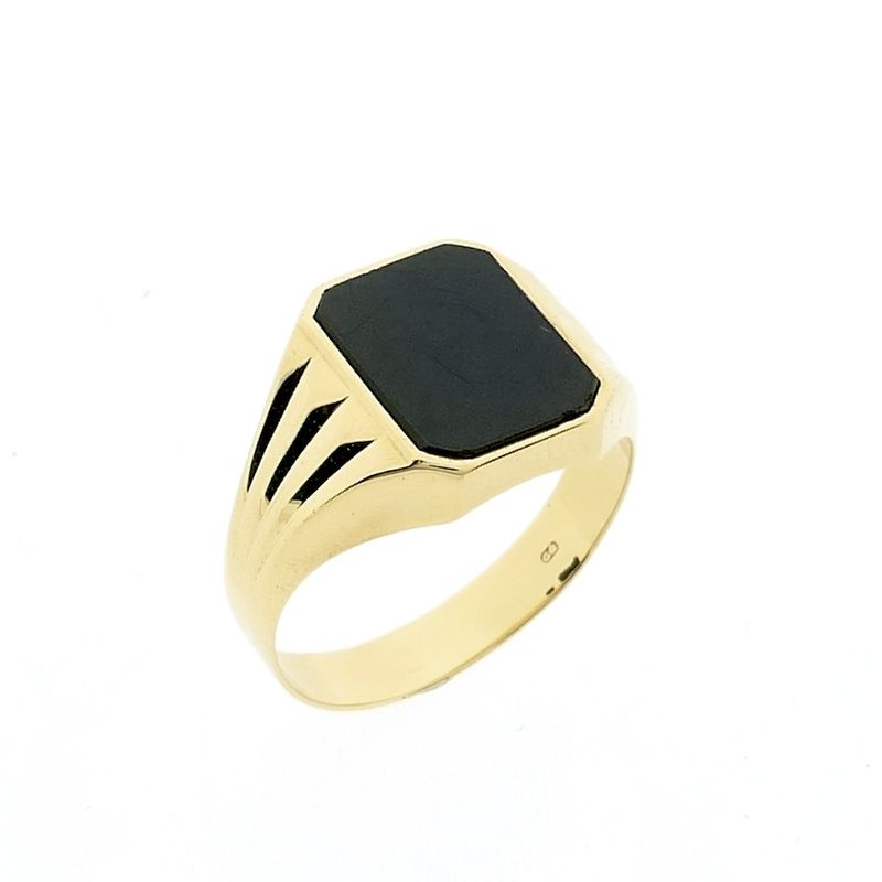 Image 1 of Gold signet ring with onyx