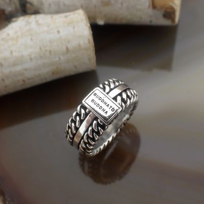 Image 2 of Silver Buddha to Buddha ring Chain texture