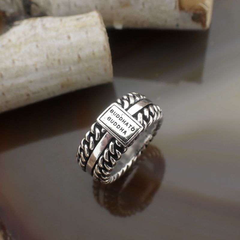 Image 2 of Silver Buddha to Buddha ring Chain texture